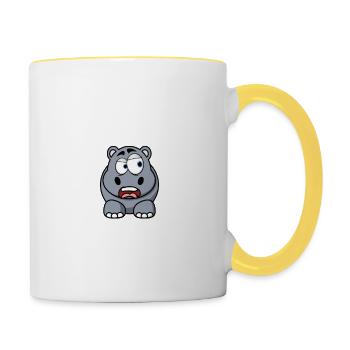 Gelangweiltes Nilpferd / Nölpferd / Keinen Bock - Tasse zweifarbig - Weiß/Gelb - Rechts
