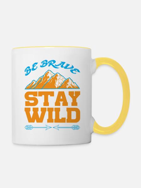be brave stay wild - Tasse zweifarbig - Weiß/Gelb