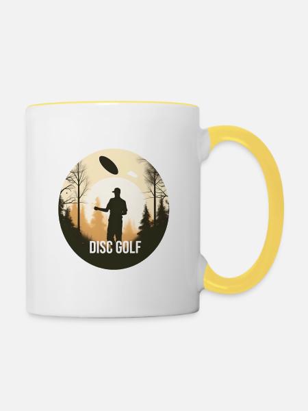 Disc Golf Design - Tasse zweifarbig - Weiß/Gelb