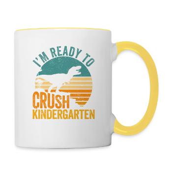 I'm ready to nursery dinosaurs back - Contrasting Mug - white/yellow - Right