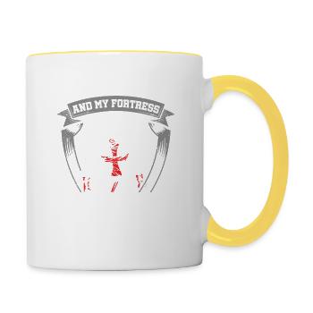 God is my refuge Knights Templar Christian - Contrasting Mug - white/yellow - Right