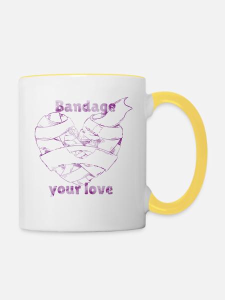 Verbinde deine Liebe - Tasse zweifarbig - Weiß/Gelb