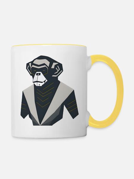 Affe der modernen Kunst - Tasse zweifarbig - Weiß/Gelb