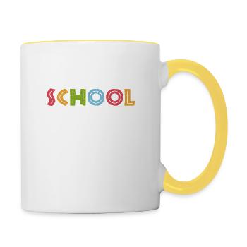 Middle School Crew Retro Funny Teacher Student - Contrasting Mug - white/yellow - Right