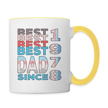 Bester Papa der Welt seit 1978 Vatertag Geburtstag - Tasse zweifarbig - Weiß/Gelb - Rechts