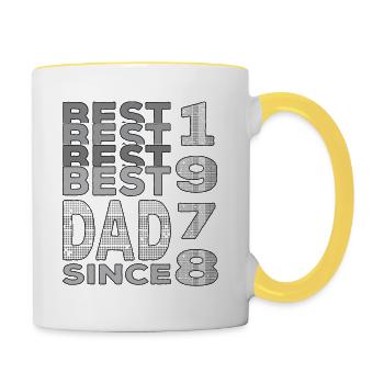 Bester Papa der Welt seit 1978 Vatertag Geburtstag - Tasse zweifarbig - Weiß/Gelb - Rechts