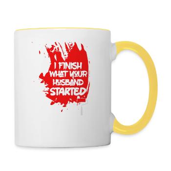 I Finish What Your Husband Started Professional Pa - Contrasting Mug - white/yellow - Right