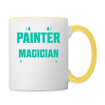 Je suis un peintre, pas un magicien Profession - Mug contrasté - blanc/jaune - Droite
