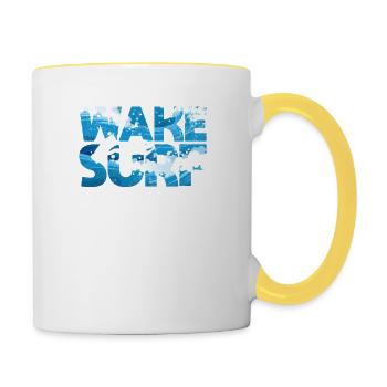 Wake Surf Wakesurfing Boot See Brett Surfbrett - Tasse zweifarbig - Weiß/Gelb - Rechts