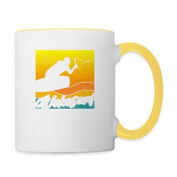 Wakesurf Rétro Wakesurf Vintage Lake Ocean River - Mug contrasté - blanc/jaune - Droite