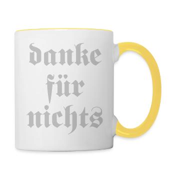 Danke - Tasse zweifarbig - Weiß/Gelb - Rechts