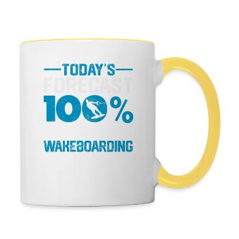 Today's prediction: 100% chance of wakeboarding - Contrasting Mug - white/yellow - Right