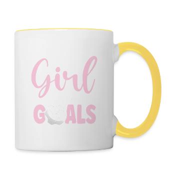Just A Girl With Goals Soccer Player Sports - Contrasting Mug - white/yellow - Right