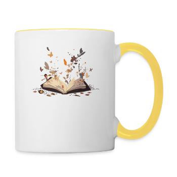 Butterfly Flower Books For Librarian Bibliophiles - Contrasting Mug - white/yellow - Right