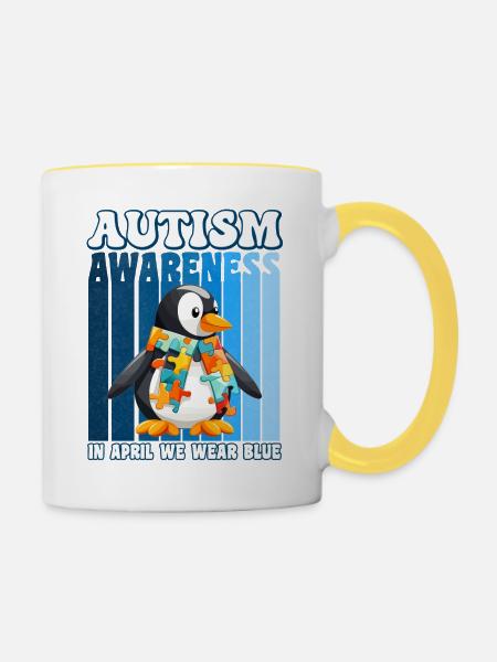 Autism Awareness Pinguin - Tasse zweifarbig - Weiß/Gelb