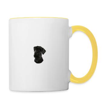 Vorsicht vor dem Frauchen - Riesenschnauzer - Tasse zweifarbig - Weiß/Gelb - Rechts