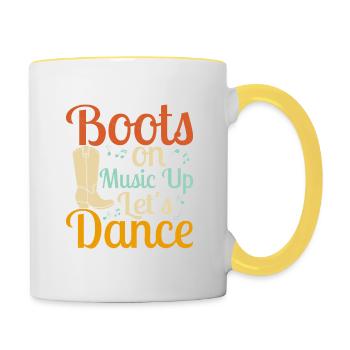 Boots On Music up Let’s Dance Line Dance Country M - Mug contrasté - blanc/jaune - Droite