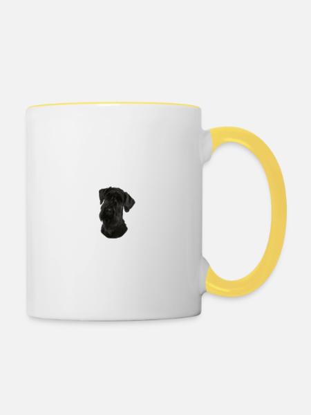 Vorsicht vor dem Herrchen - Riesenschnauzer - Tasse zweifarbig - Weiß/Gelb