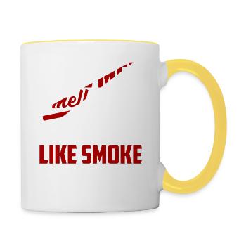 Les vrais hommes sentent la fumée Smoker BBQ Grilling - Mug contrasté - blanc/jaune - Droite