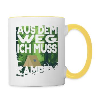 Outdoor Survival Aus dem Weg Campen Zelten Wald - Tasse zweifarbig - Weiß/Gelb - Rechts