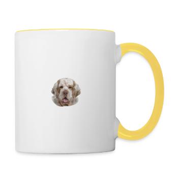 Vorsicht vor dem Herrchen - Clumber Spaniel - Tasse zweifarbig - Weiß/Gelb - Rechts