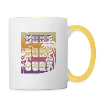 SURF SURF SURF Sunset Design für den Sommer - Tasse zweifarbig - Weiß/Gelb - Rechts