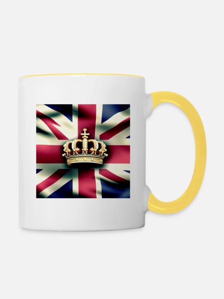 KRÖNUNGS-TSHIRT - Tasse zweifarbig - Weiß/Gelb