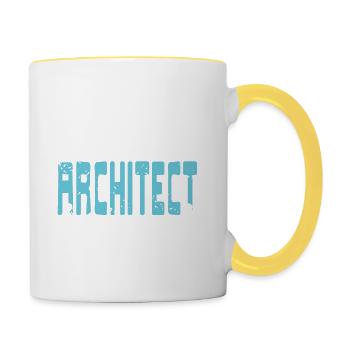 Have No Fear The Architect Is Here Retro Funny - Contrasting Mug - white/yellow - Right