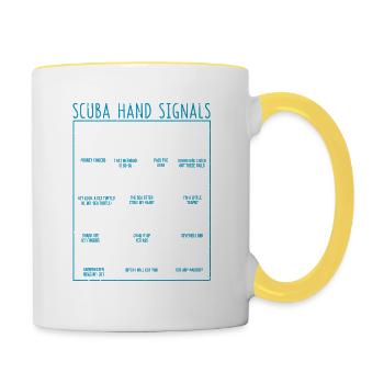 Diver Hand Signal Funny Diving Signals Team - Contrasting Mug - white/yellow - Right