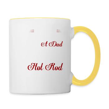 Never Underestimate A Dad With A Hot Rod Retro - Contrasting Mug - white/yellow - Right