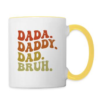 Dada Daddy Dad Bruh Retro - Tasse zweifarbig - Weiß/Gelb - Rechts