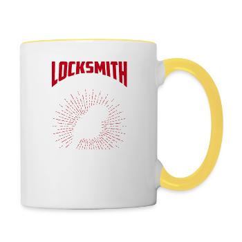 Père serrurier comme un père ordinaire mais plus difficile - Mug contrasté - blanc/jaune - Droite