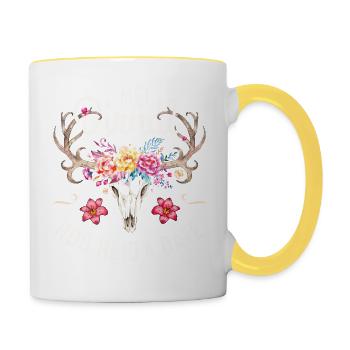 Trachtenshirt Damen Trachten T-Shirt Dirndl Ersatz - Tasse zweifarbig - Weiß/Gelb - Rechts