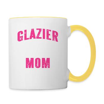 Glazier By Day World's Best Mom By Night Funny - Contrasting Mug - white/yellow - Right