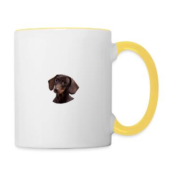 Beware of the mistress, harmless Dachshund - Tasse zweifarbig - Weiß/Gelb - Rechts