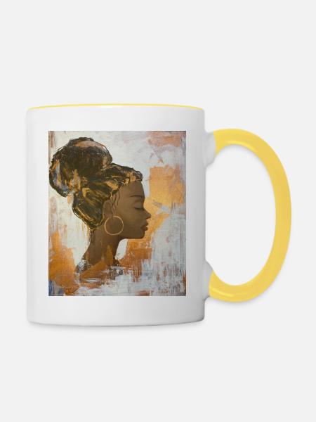 Afrikanische Königin - Tasse zweifarbig - Weiß/Gelb
