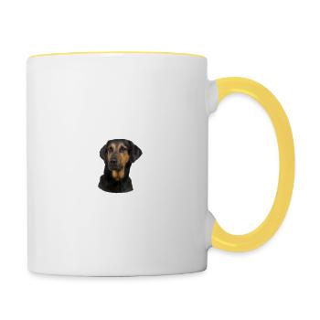 Beware of the mistress, harmless Beauceron - Tasse zweifarbig - Weiß/Gelb - Rechts