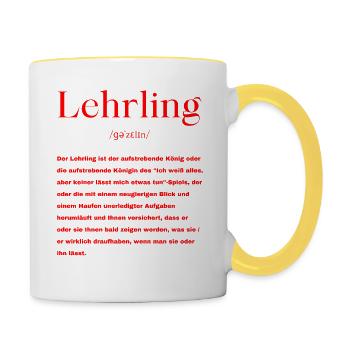 Lehrling Definition - Tasse zweifarbig - Weiß/Gelb - Rechts
