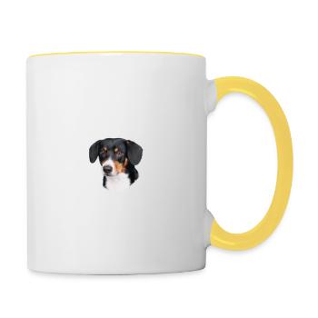 Beware of the master, Entlebucher Sennenhund - Contrasting Mug - white/yellow - Right