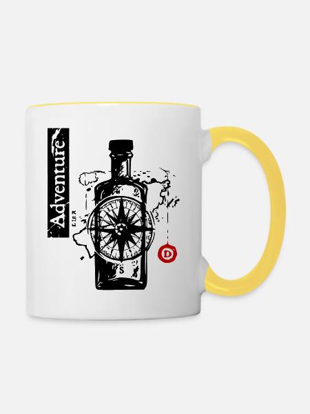 Abenteuerreise - Tasse zweifarbig - Weiß/Gelb
