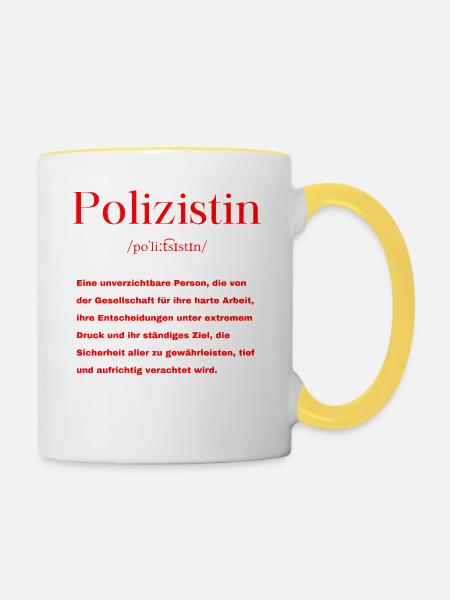 Polizistin Definition - Tasse zweifarbig - Weiß/Gelb