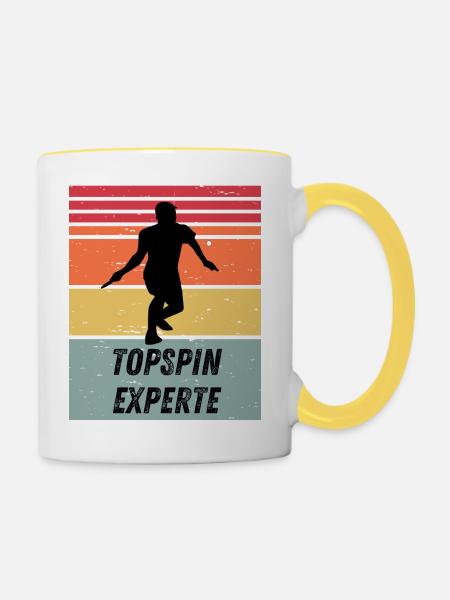 Topspinexperte - Tasse zweifarbig - Weiß/Gelb