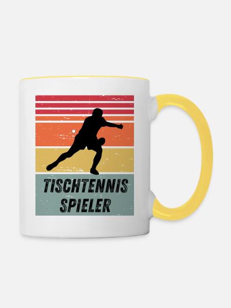 Tischtennisspieler - Tasse zweifarbig - Weiß/Gelb