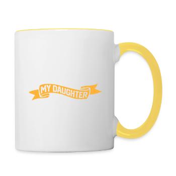 Je ne peux pas Ma fille a des joueurs de volleyball - Mug contrasté - blanc/jaune - Droite
