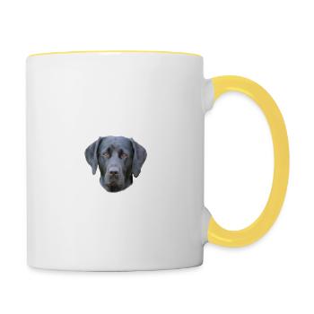 Vorsicht vor dem Herrchen, harmlos Labrador - Tasse zweifarbig - Weiß/Gelb - Rechts
