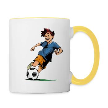 2 Year Old Footballer & Soccer Children's Birthday Party - Contrasting Mug - white/yellow - Right