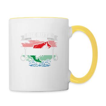 Reichet Mir Die Rute Der König Will Nach Ungarn - Tasse zweifarbig - Weiß/Gelb - Rechts