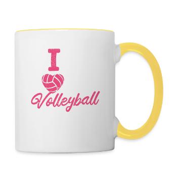 Live Love Volleyball Player Coach Fan Sports - Contrasting Mug - white/yellow - Right