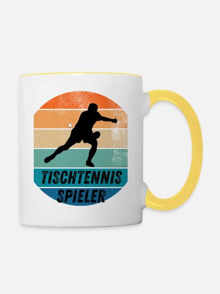 Tischtennisspieler - Tasse zweifarbig - Weiß/Gelb