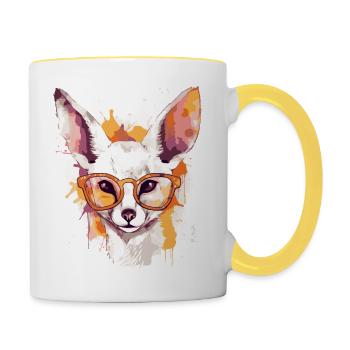 Alo der Fennek - Tasse zweifarbig - Weiß/Gelb - Rechts